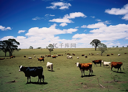 黑白相间的背景图片_牧场里有一大群黑白相间的奶牛