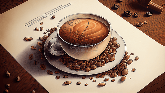咖啡现磨咖啡豆插画背景