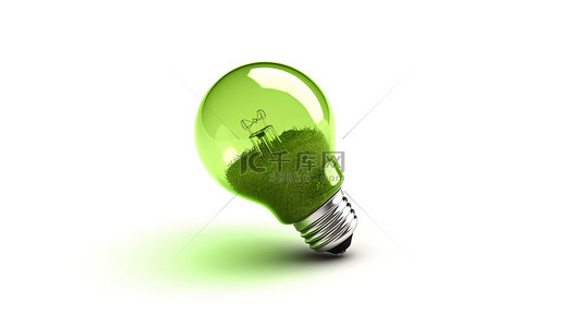 新能源灯泡背景图片_3d 生态灯泡符号的白色背景隔离图像