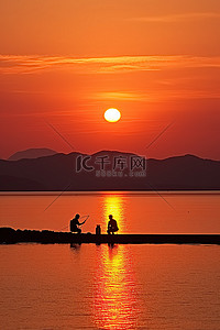 钓鱼男孩背景图片_png 两个男孩在日落钓鱼 png 日出在 Koh ku