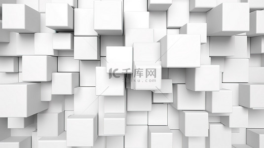 矩形抽象背景背景图片_白色哑光抽象背景中方形条的 3D 插图