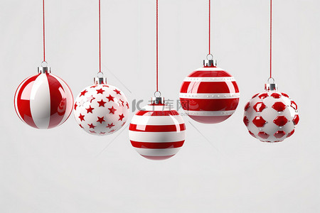 波尔卡圆点背景图片_圣诞饰品与白色和红色的球