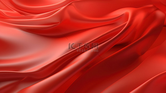 优雅的猩红色背景与滚滚窗帘 3d 渲染