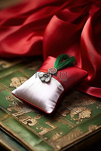 中国婚礼背景图片_旧中国纸边缘的一个红色枕头