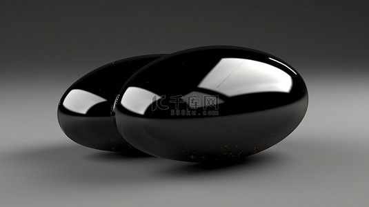 椭圆形黑玛瑙宝石的 3d 渲染