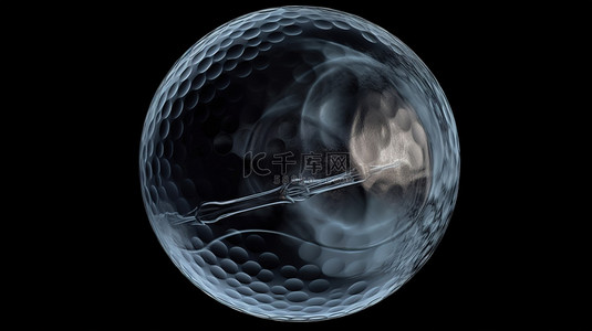 黑色背景下的 3d 渲染设置中的高尔夫球 x 射线视图