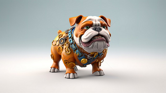 狗吉祥物背景图片_有趣的斗牛犬的有趣 3D 插图