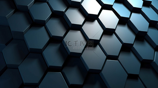 六花背景图片_现代瓷砖中的抽象六角墙设计 3D 渲染背景