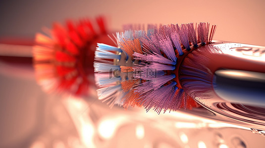 牙刷清洁背景图片_用牙刷在 3D 渲染中清洁牙齿