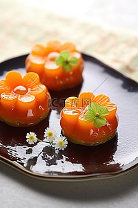 樱花蛋糕形状的橙子小盘子