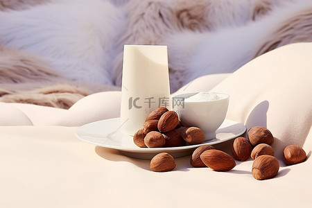 食品坚果背景图片_坚果牛奶和巧克力