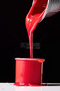 散开背景图片_红色糖浆从罐中散开