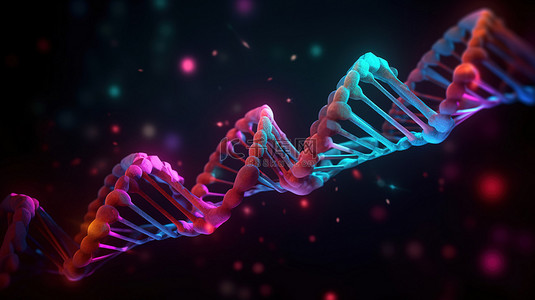医疗科技元素背景图片_未来派 DNA 科学概念抽象背景与 3D 插图分子