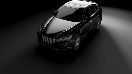 一辆时尚的黑色汽车在 3D 渲染的孤立环境中描绘，具有吸引人的纹理细节