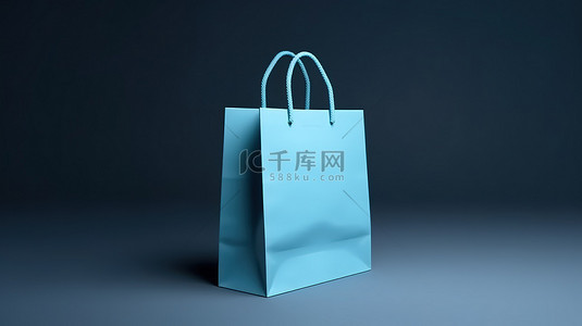 环保购物背景图片_3d 蓝色背景的环保购物可回收纸板袋模型