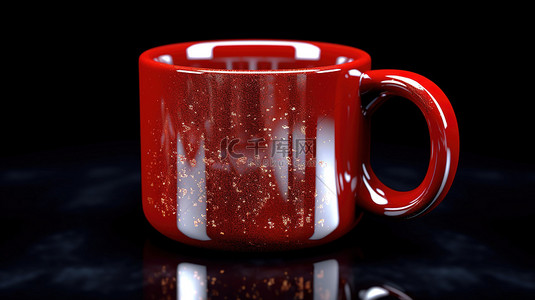 金属茶杯背景图片_闪闪发光的红色金属咖啡杯的特写，上面有闪闪发光的薄片