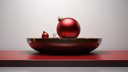 圣诞架背景图片_带有圣诞饰品的节日 3D 产品架