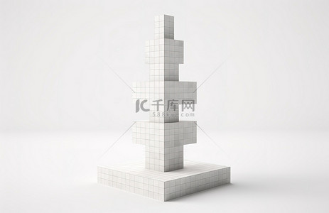 雕塑睡觉背景图片_一座带有十字形白色块的塔