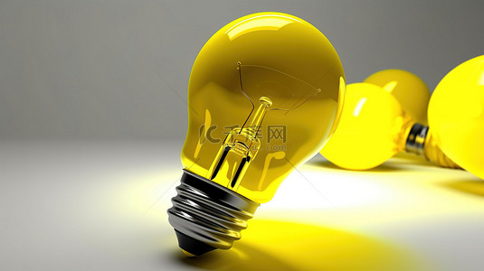铅笔图标背景图片_3d 图标中的黄色灯泡想法