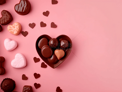 爱心巧克力情人节甜品美食摄影广告背景