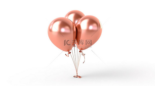 3d 渲染孤立的白色背景玫瑰金氦气球 15 号