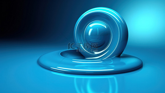 箭头按钮蓝色背景图片_蓝色背景 3D 渲染图像上的下一个符号，位置正确