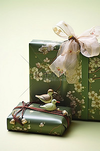 礼物新年背景图片_里面有几件礼物的包裹