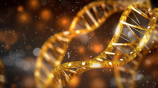 科学背景下金 DNA 的三维渲染非常适合医学或教育概念