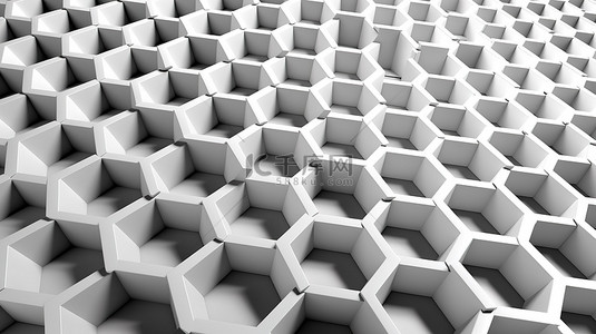 科技感网格背景背景图片_抽象白色蜂窝网格结构作为背景纹理的 3D 插图