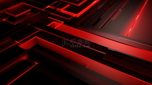 高端海报红色背景图片_粗体红色现代几何条纹 3D 插图，适合高端商业和企业使用