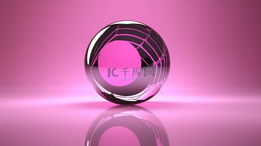 粉红色背景反映 3d 互联网图标