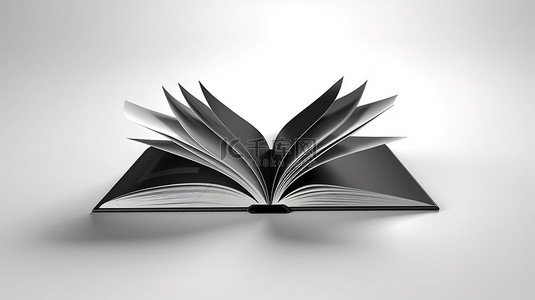 空白黑色封面书籍模型，具有白色背景和充足的空间，用于定制设计 3D 渲染
