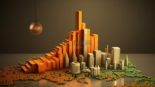 3D 渲染信息图表描绘了伊朗蓬勃发展的经济格局