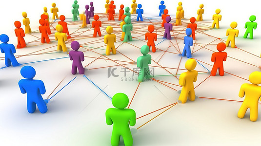 商务沟通人物背景图片_白色背景 3d 社交网络概念