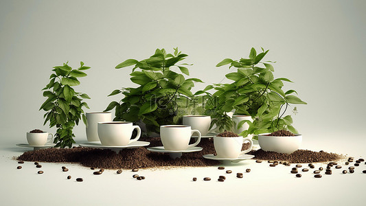 咖啡饮品饮料植物