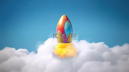 抽油烟雾效果背景图片_复活节彩蛋火箭的 3D 渲染，下方有烟雾痕迹
