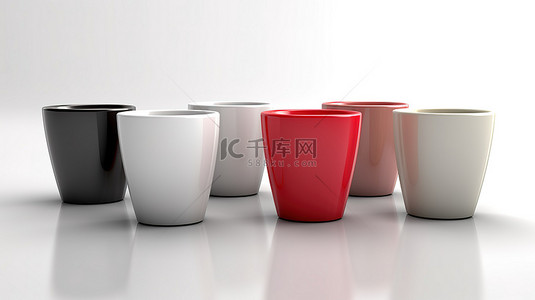 咖啡厅茶背景图片_清晰的白色背景强调逼真的 3D 渲染杯子