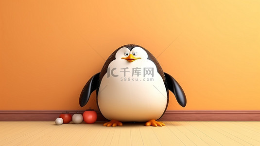 矮胖企鹅安装 3D 渲染壁纸