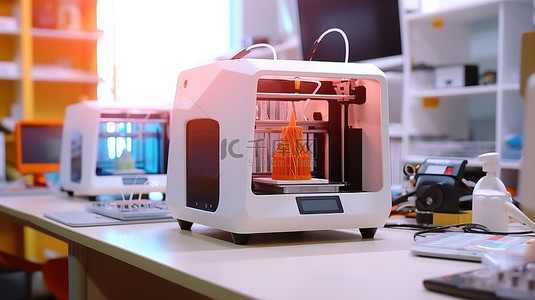 最先进的电子打印机在学校实验室运行