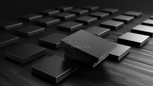 形象模板背景图片_空白黑色名片的 3D 渲染模板