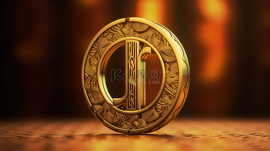 金色金钱背景图片_金色背景下闪闪发光的金色印度尼西亚卢比货币符号的 3D 渲染