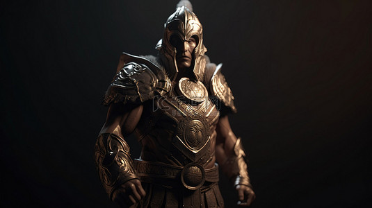 古代的剑背景图片_勇敢的 3D 渲染战士的插图