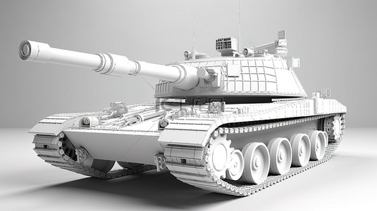 坦克壁纸背景图片_3d 渲染中的白色坦克