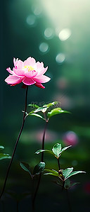 天然池塘中粉红色小花的照片