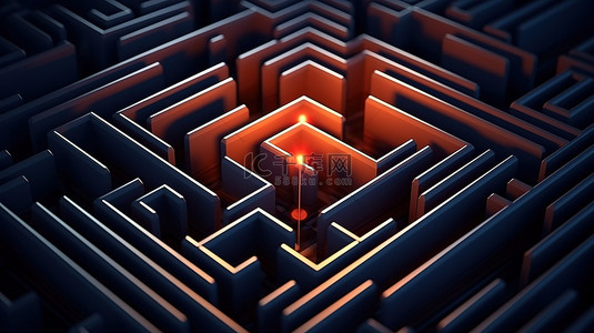 ai迷宫背景图片_等距迷宫立方体概念与抽象迷宫照明 3D 插图