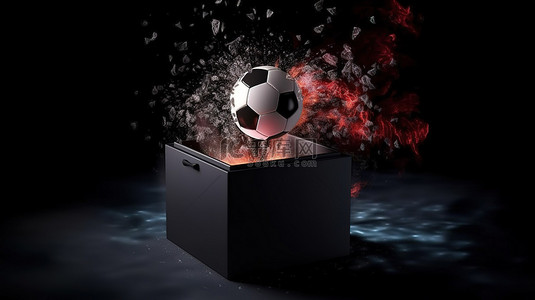 打开的魔法盒背景图片_魔法盒释放 3D 渲染的足球
