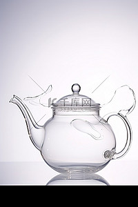 中茶壶背景图片_白色背景中的一个空茶壶