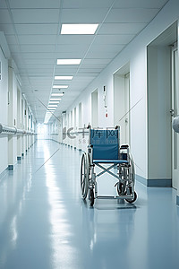 轮椅和医院走廊