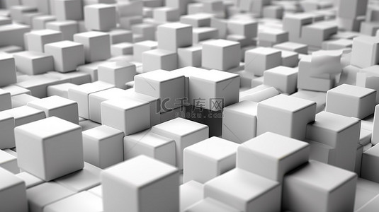 象牙立方体簇是 3D 极简主义单色艺术品