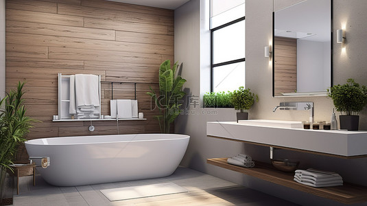 家居清背景图片_在 3d 渲染中可视化的浴室室内设计